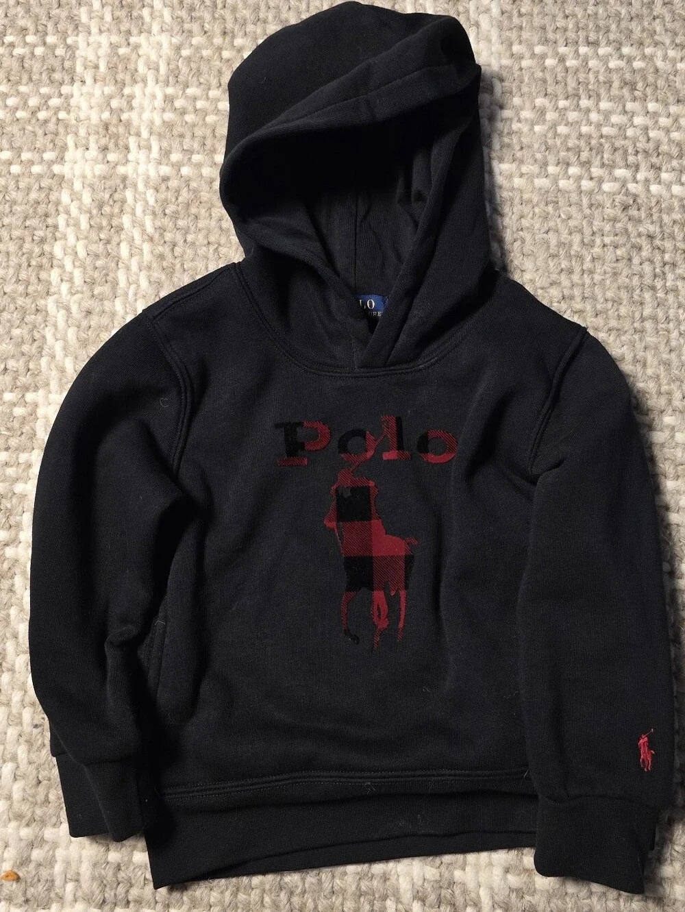 EUC Ralph Lauren Polo Black & Red Buffalo Plaid Hoodie - Kids